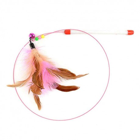 Pet Cat Feather Bell Rod Kitten Teaser Stick Interactive Funny Playing Toys