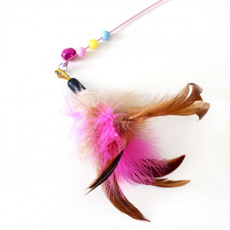 Pet Cat Feather Bell Rod Kitten Teaser Stick Interactive Funny Playing Toys