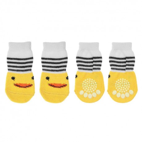 4pcs Non-Slip Pet Dog Socks Soft Warm Knitted Socks Cute Teddy Sock