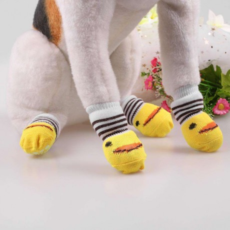 4pcs Non-Slip Pet Dog Socks Soft Warm Knitted Socks Cute Teddy Sock