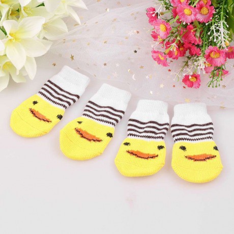 4pcs Non-Slip Pet Dog Socks Soft Warm Knitted Socks Cute Teddy Sock