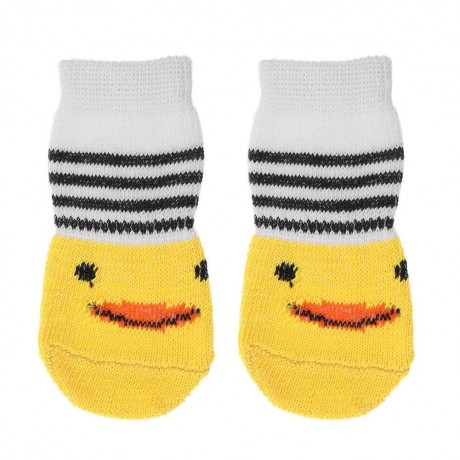 4pcs Non-Slip Pet Dog Socks Soft Warm Knitted Socks Cute Teddy Sock