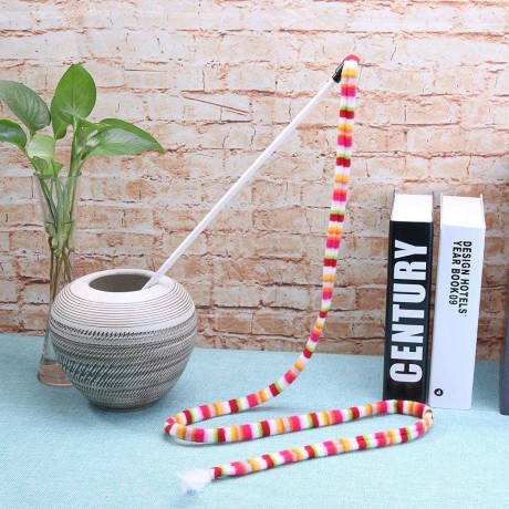 Cat Colorful Rod Teaser Wand Pet Toy Cats Scratch Interactive Teasing Stick