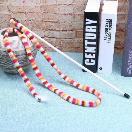 Cat Colorful Rod Teaser Wand Pet Toy Cats Scratch Interactive Teasing Stick