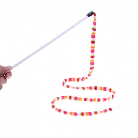 Cat Colorful Rod Teaser Wand Pet Toy Cats Scratch Interactive Teasing Stick