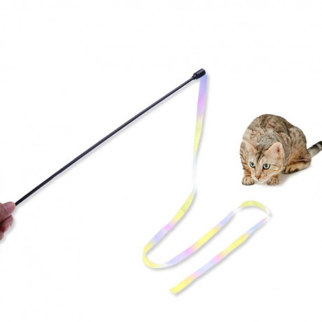 Cat Colorful Rod Teaser Wand Toys Scratch Interactive Stick Cats Pet Supply