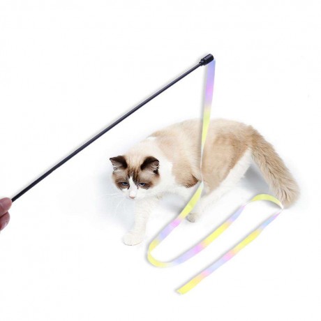 Cat Colorful Rod Teaser Wand Toys Scratch Interactive Stick Cats Pet Supply