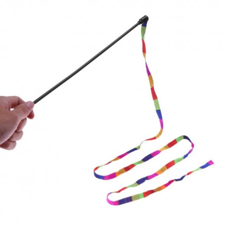 Plastic Colorful Rod Cat Teaser Wand Interactive Stick Pet Cats Kitten Toys