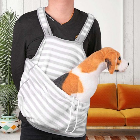 Drawstring Coral Fleece Apron Pad with Pocket for Holding Pet Cat Rabbit