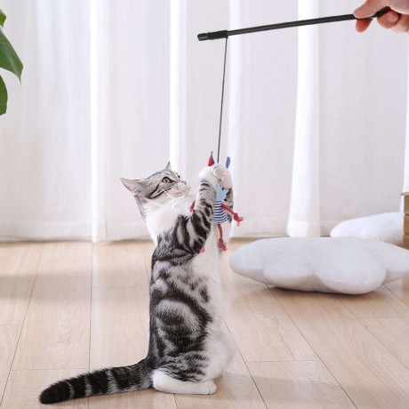 Pets Cat Doll Pendant Teaser Rod Scratch Wand Toy Interactive Stick