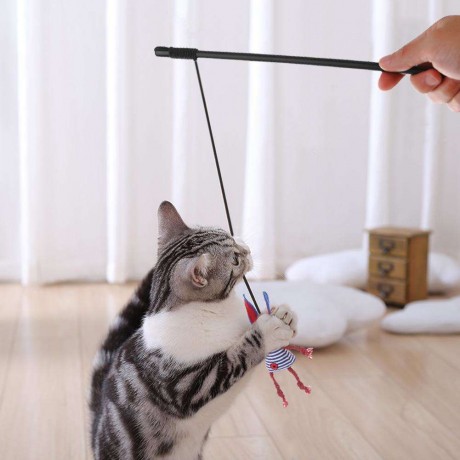 Pets Cat Doll Pendant Teaser Rod Scratch Wand Toy Interactive Stick