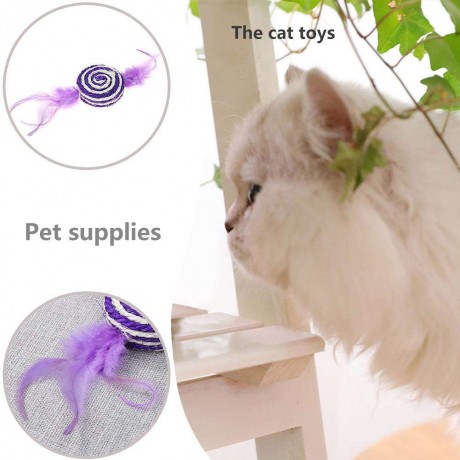 Pets Cats Feathers Sisal Hemp Scratch Bite Toys Training Interactive Toy