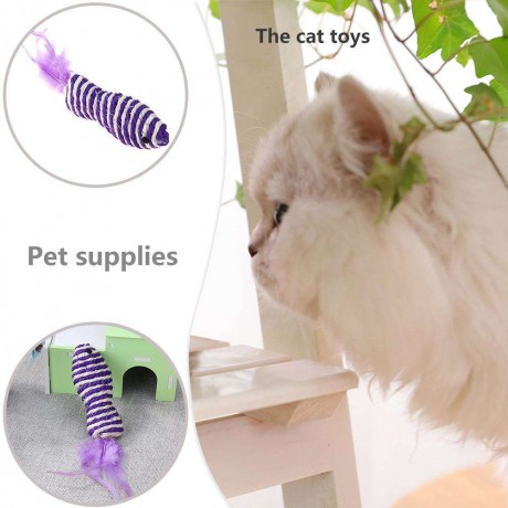 Cats Feathers Sisal Hemp Scratch Bite Pets Kitten Training Interactive Toys