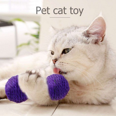 Cat Kitten Sisal Hemp Dumbbell Toys Pets Scratch Chew Teaser Squeaky Toy