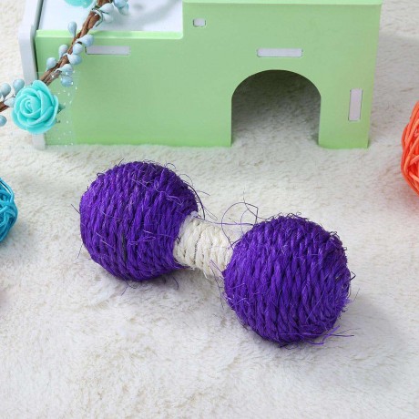 Cat Kitten Sisal Hemp Dumbbell Toys Pets Scratch Chew Teaser Squeaky Toy