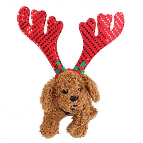 Adjustable Elk Horn Sequins Dogs Pets Hairband Puppy Christmas Headband