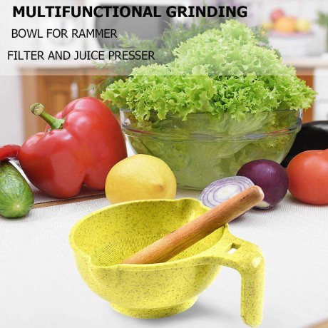 Baby Food Supplement Grinding Bowl Manual Grinder Vegetables Masher (Yellow