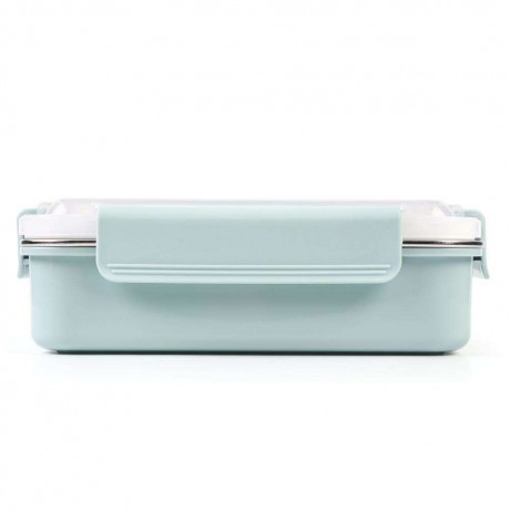 Stainless Steel Lunch Box Food Container Thermal Compartment Bento (Blue M)