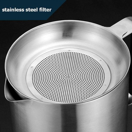 1.5L Stainless Steel Oil Pot Leak Proof Filter Oil Can Bottle Kitchen Tools