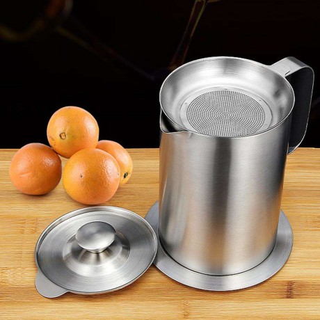 1.5L Stainless Steel Oil Pot Leak Proof Filter Oil Can Bottle Kitchen Tools