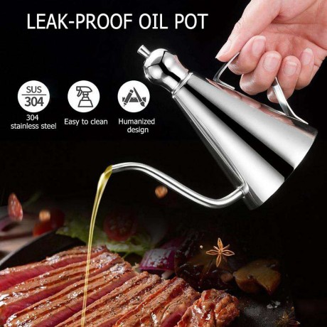 Stainless Steel Gravy Boats Leak-proof Oil Pot Sauce Oil Dispenser Bottle