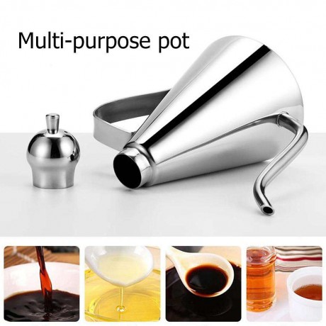 Stainless Steel Gravy Boats Leak-proof Oil Pot Sauce Oil Dispenser Bottle