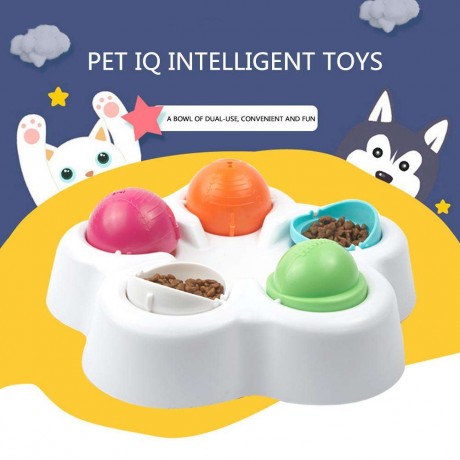 Dog Puppy Feeder Bowl Cat Feeding Food Water Dish Pets Puzzle Smart Toy