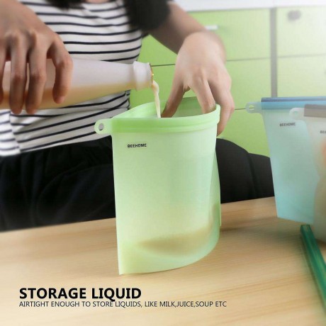 1000ml Reusable Vacuum Silicone Food Bag Sealer Milk Fruit Meat Storage Bag