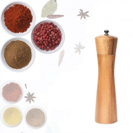 Solid Wood Salt Pepper Mill Manual Grinder Spice Peppercorn Seasoning Jar