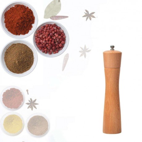 Solid Wood Beech Salt Pepper Mill Manual Grinder Spice Condiment Jar Bottle