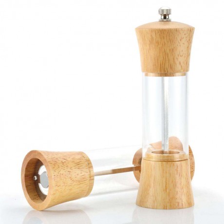 Oak Acrylic Salt Pepper Mill Grinder Peppercorn Seasoning Condiment Bottle