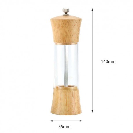 Oak Acrylic Salt Pepper Mill Grinder Peppercorn Seasoning Condiment Bottle