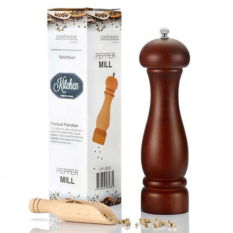 Solid Wood Salt Pepper Mill Adjustable Ceramic Spices Peppercorn Grinder