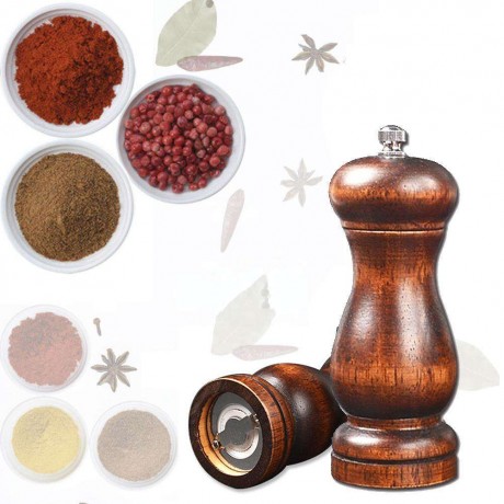 Solid Wood Salt Pepper Mill Adjustable Ceramic Spice Peppercorn Grinder