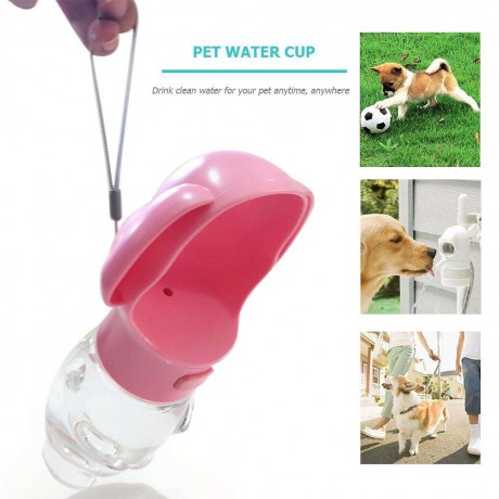 500ml Portable Folding Pet Dog Water Bottle Outdoor Cat Drinking Cup (Pink)