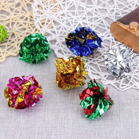 12pcs Colorful Ball Sound Tin Paper Toy Cat Crinkle Balls Playing Pets Toys