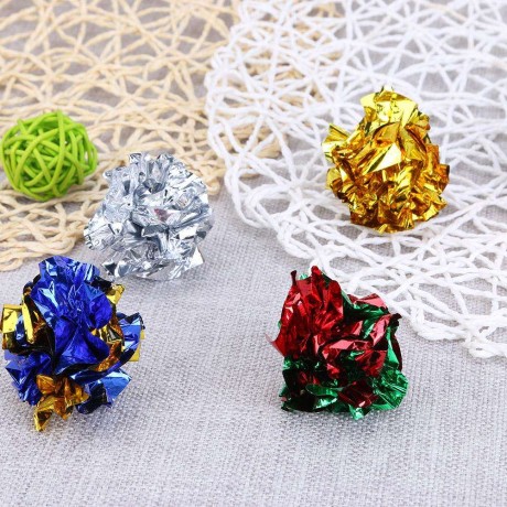 12pcs Colorful Ball Sound Tin Paper Toy Cat Crinkle Balls Playing Pets Toys