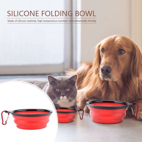 Silicone Folding Dog Bowl Outfit Pets Feeder w/Buckle Pet Supplies