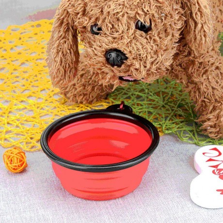 Silicone Folding Dog Bowl Outfit Pets Feeder w/Buckle Pet Supplies