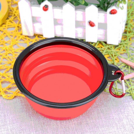 Silicone Folding Dog Bowl Outfit Pets Feeder w/Buckle Pet Supplies