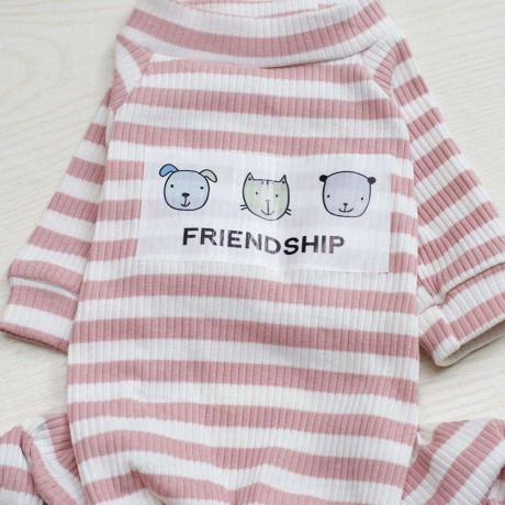 Stripe Dog Clothes Jumpsuit Cute Pet Fleece Four-legged Dog Coats