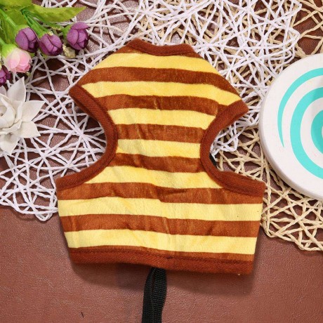 Sunflower Bee Stripe Pet Dog Vest Harness Collar Traction Rope Leash (S)