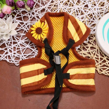 Sunflower Bee Stripe Pet Dog Vest Harness Collar Traction Rope Leash (S)