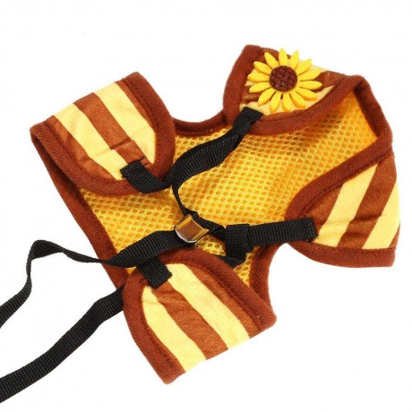 Sunflower Bee Stripe Pet Dog Vest Harness Collar Traction Rope Leash (S)