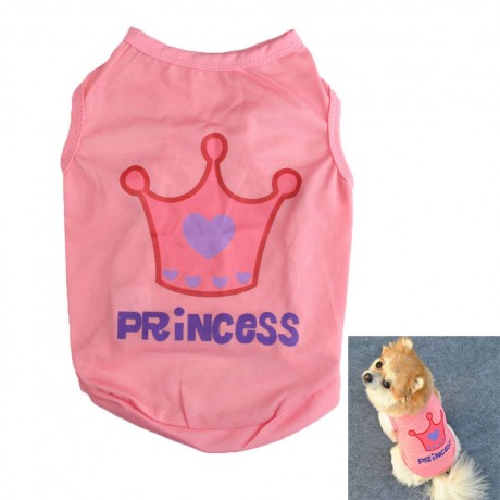 Cute Little Pet Dog Clothes T-shirt Printed Summer Vest Princess Style Pink