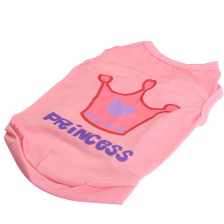 Cute Little Pet Dog Clothes T-shirt Printed Summer Vest Princess Style Pink