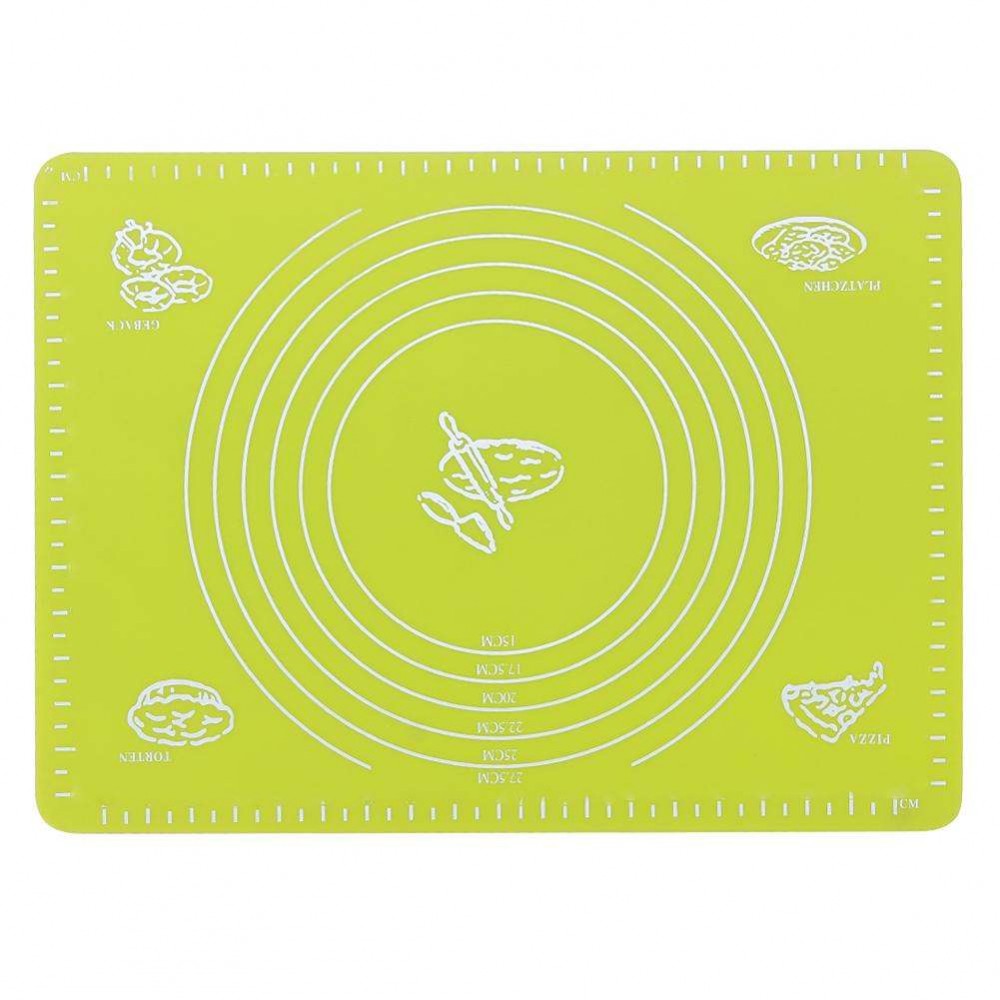 Silicone Flour Rolling Mat Table Non-Slip Placemats Cookie Baking Pad(Green