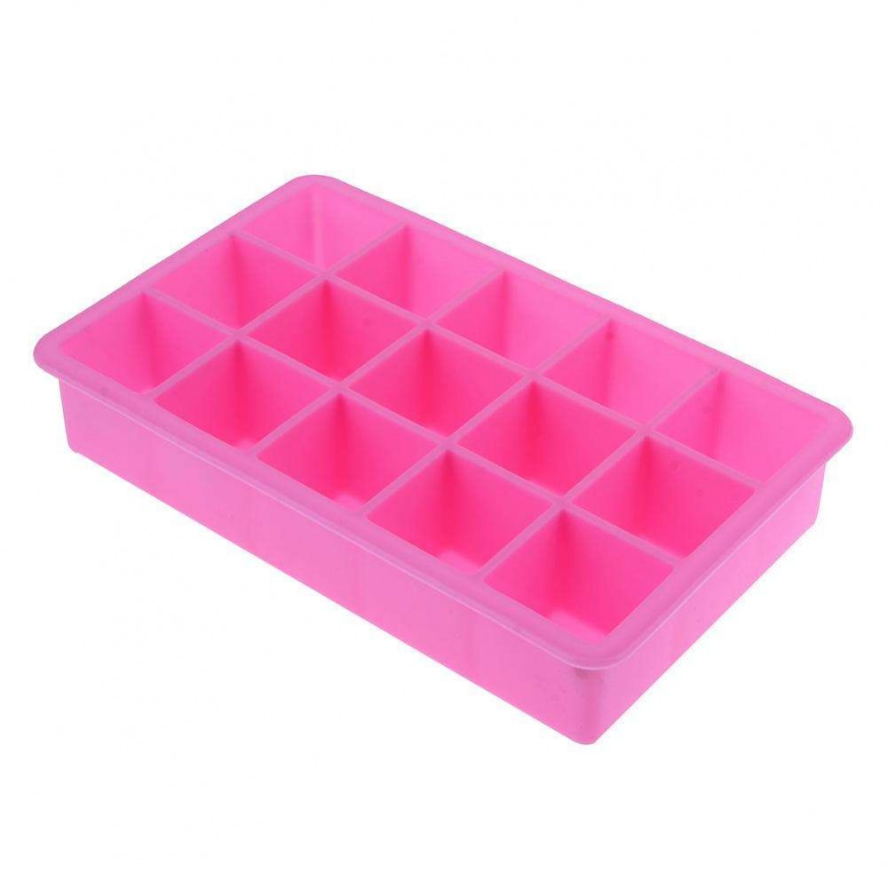 15 Hole DIY Square Silicone Ice Cube Mold Fruit Cake Tray Baking Tool(Pink