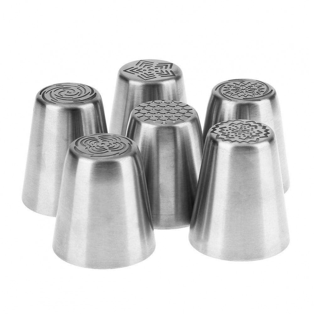 6pcs Stainless Steel Cake Fondant Embossed Nozzles DIY Cupcake Baking Tool