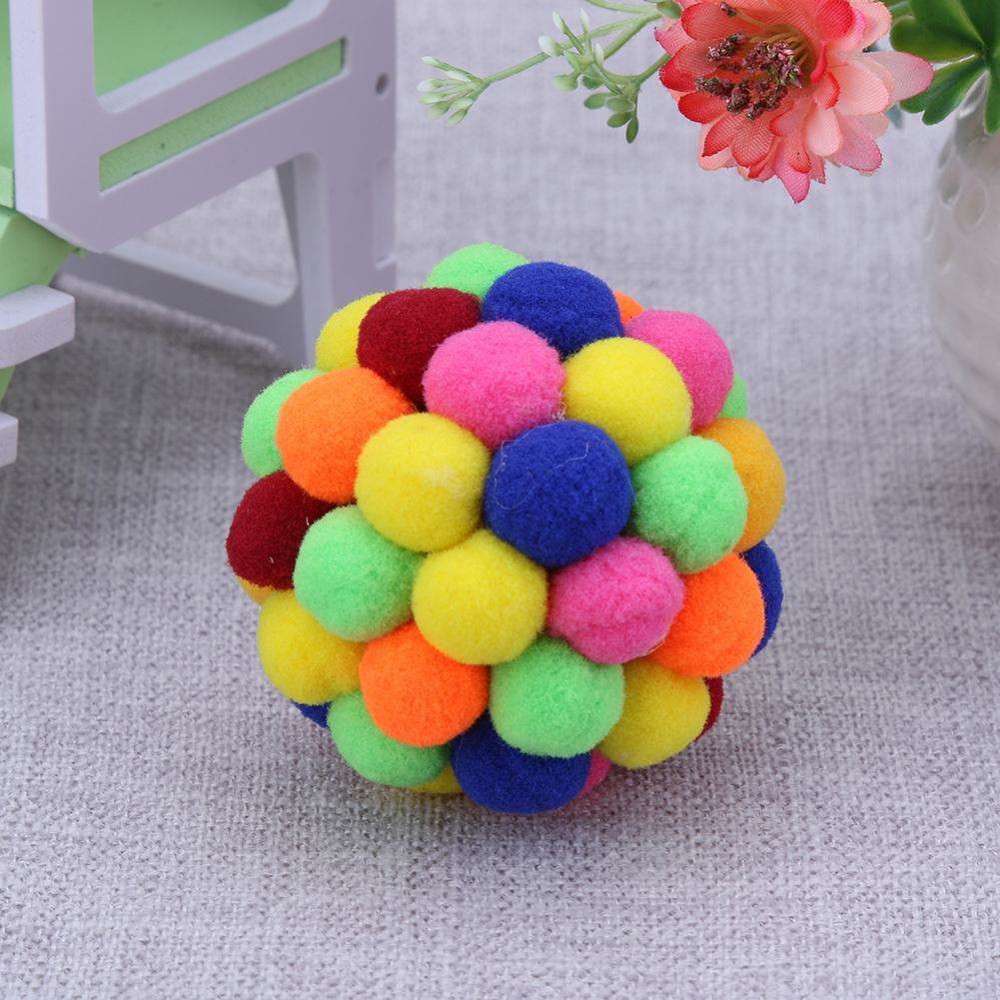 Built-in Catnip Cat Colorful Bell Bouncy Ball Pet Interactive Catch Toy (S)